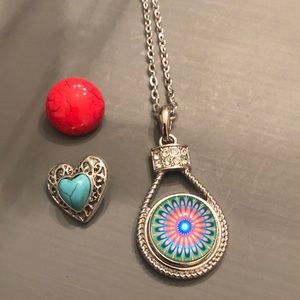 Snapituppittsburgh silver necklace and 3 snaps